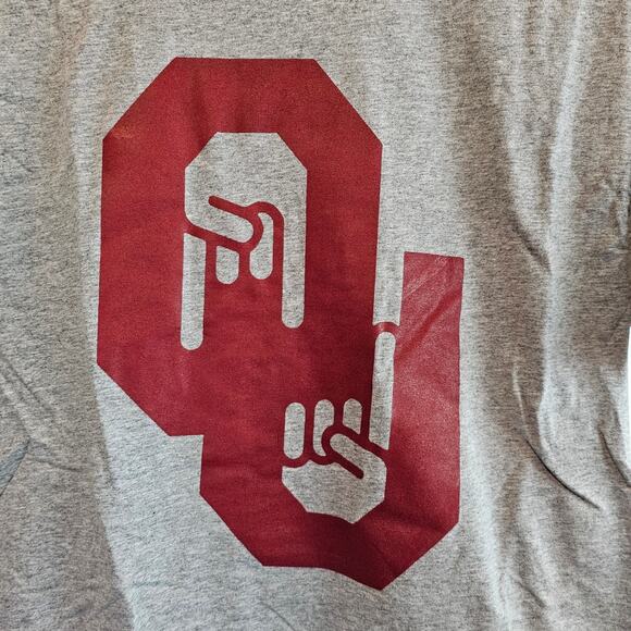 Oklahoma University OU T-Shirt Med Grey Red Only One Horns Down  Boomer Sooners - Picture 3 of 7